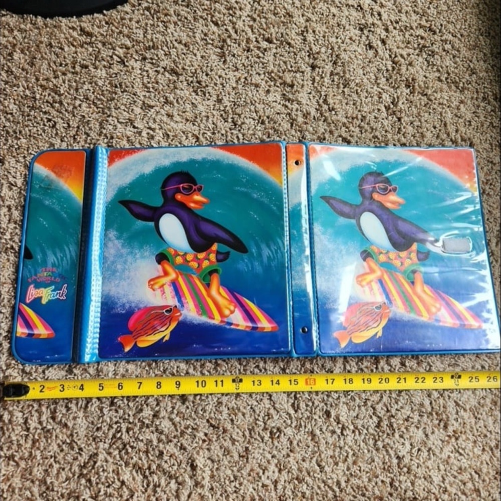 Lisa Frank Binder Vintage 1989 Penguin Surfing Beach Stuart Hall Trapper Keeper - Picture 5 of 12